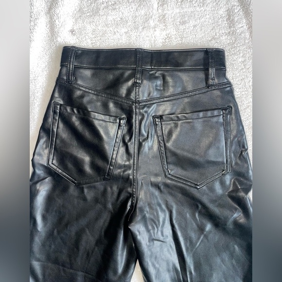 Abercrombie & Fitch Vegan Leather Ultra High Rise Ankle Straight Pant Black 25 - Picture 4 of 8